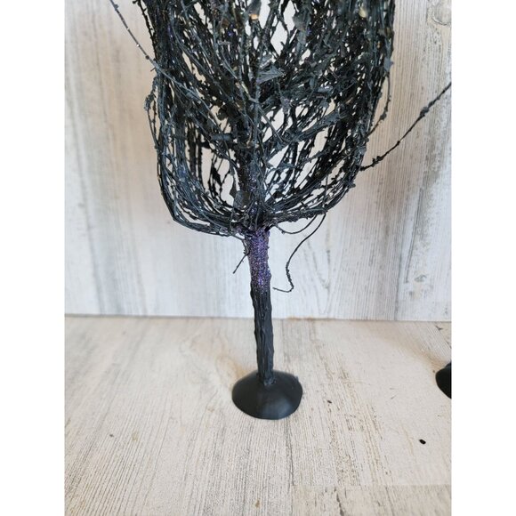 Dept 56 glitter tree black Halloween village accessory set scary - Picture 2 of 8